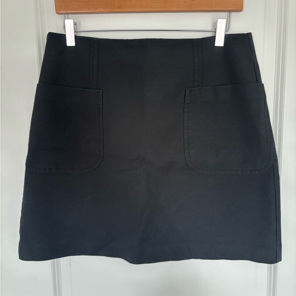 Loft Black Mini Skirt w Apron Pockets 10